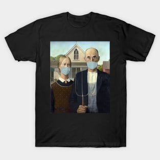 Pandemic Mask Art American Gothic T-Shirt